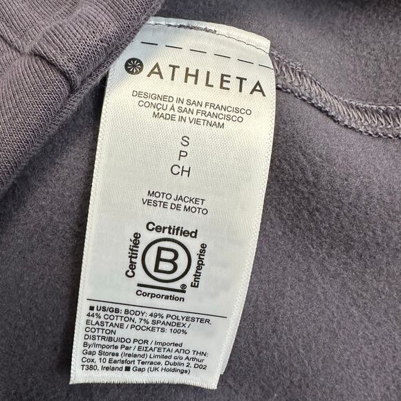 Athleta Moto Jacket Small Purple Asymmetric Full Zip Long Sleeve Textured Soft - Picture 8 of 8